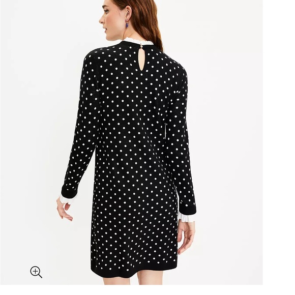 LOFT NWT Dotted Ruffle Trim Sweater Dress - Picture 2 of 4